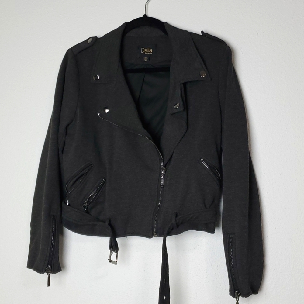Dark Grey Moto Utility Buckle Jacket Size L